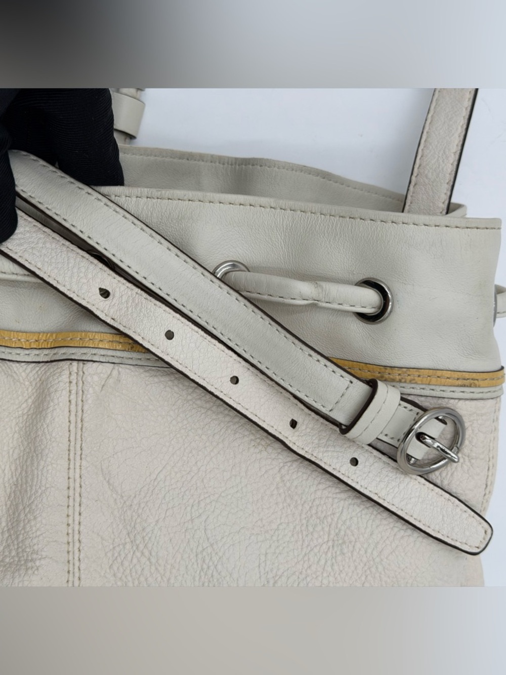 Coach Mini Drawstring Bucket Chalk with Blush Pink Interior Crossbody - Picture 7 of 11